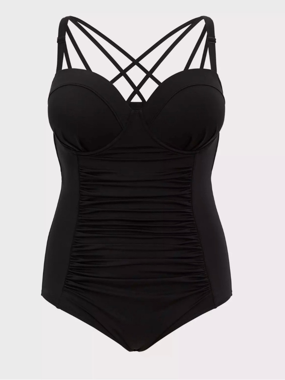 Torrid Slim Fix Strappy Back One Piece Black Swimsuit Women’s Size 2 D/DD